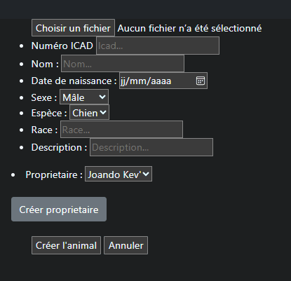 ICAD — création d’un animal